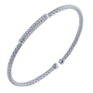 Sterling Silver & Rhodium Woven Flex Cuff Bangle
